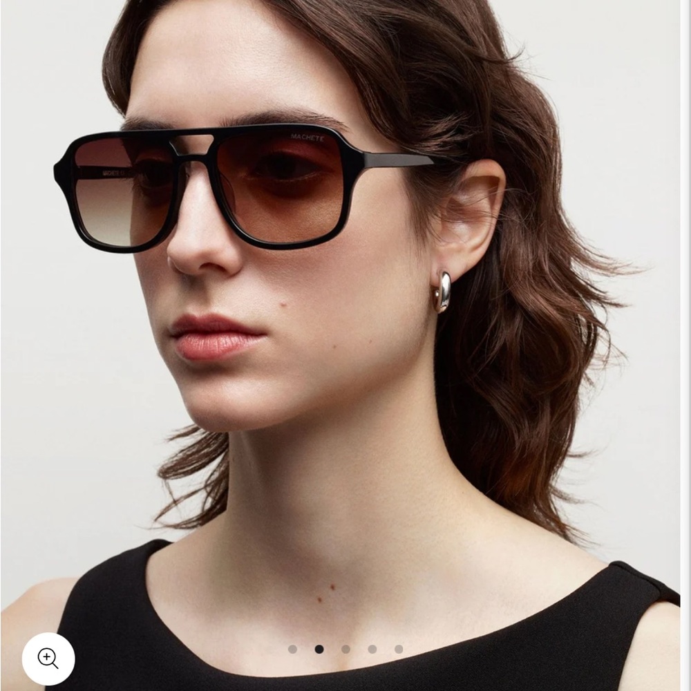 Black oversized sunglasses with gradient lenses and square frames